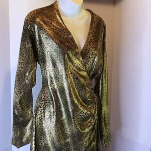 Vtg. Nightway Women’s Gold Animal Print Sexy Dress